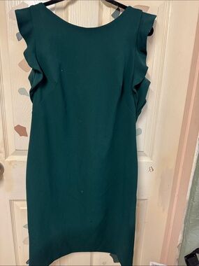 Calvin Klein Emerald Green Ruffle Sleeve Mini Dress